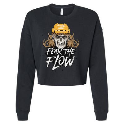 Fear The Flow Funny Hockey Hair Cropped Pullover Crew