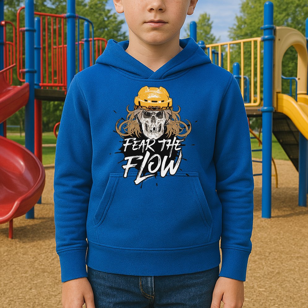 Fear The Flow Funny Hockey Hair Kids Hoodie
