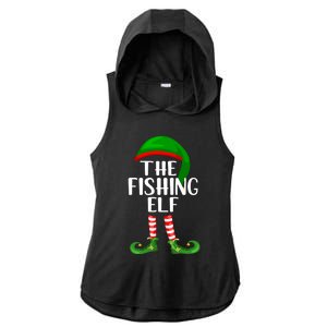 Funny The Fishing Elf Matching Family Christmas Gift Ladies PosiCharge Tri-Blend Wicking Draft Hoodie Tank