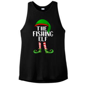 Funny The Fishing Elf Matching Family Christmas Gift Ladies PosiCharge Tri-Blend Wicking Tank