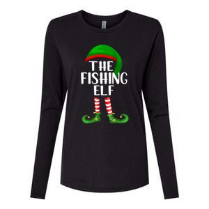 Funny The Fishing Elf Matching Family Christmas Gift Womens Cotton Relaxed Long Sleeve T-Shirt