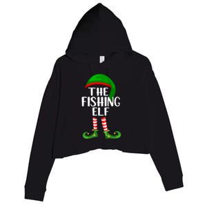 Funny The Fishing Elf Matching Family Christmas Gift Crop Fleece Hoodie