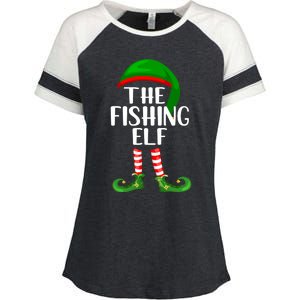 Funny The Fishing Elf Matching Family Christmas Gift Enza Ladies Jersey Colorblock Tee