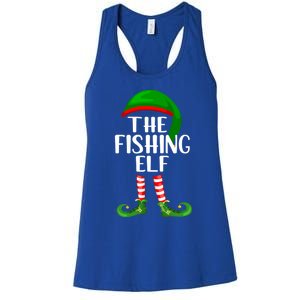 Funny The Fishing Elf Matching Family Christmas Gift Women's Racerback Tank