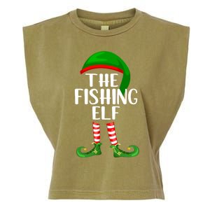 Funny The Fishing Elf Matching Family Christmas Gift Garment-Dyed Women's Muscle Tee