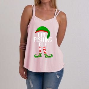 Funny The Fishing Elf Matching Family Christmas Gift Women's Strappy Tank