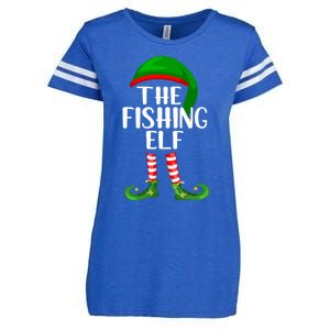 Funny The Fishing Elf Matching Family Christmas Gift Enza Ladies Jersey Football T-Shirt