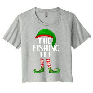 Funny The Fishing Elf Matching Family Christmas Gift Women's Crop Top Tee