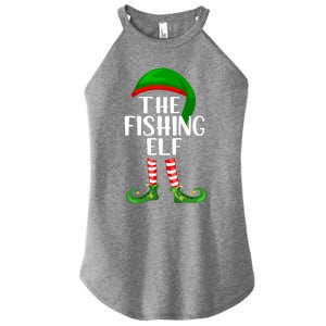 Funny The Fishing Elf Matching Family Christmas Gift Women's Perfect Tri Rocker Tank