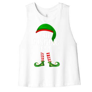 Funny The Fishing Elf Matching Family Christmas Gift Women's Racerback Cropped Tank