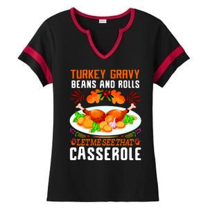 Funny Thanksgiving Food Ladies Halftime Notch Neck Tee