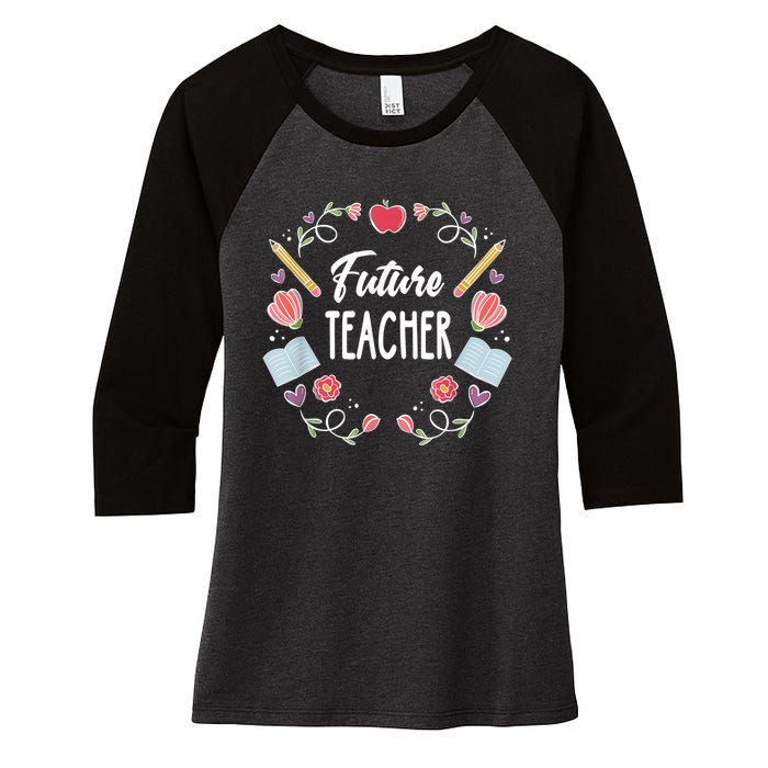 Future Teacher Women's Tri-Blend 3/4-Sleeve Raglan Shirt