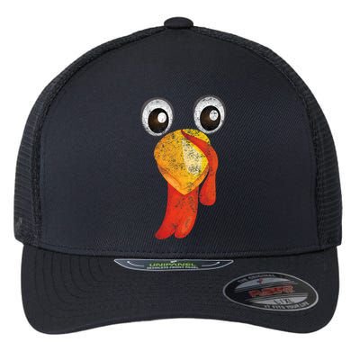 Funny Turkey Face Design Thanksgiving Turkey Gobble Flexfit Unipanel Trucker Cap