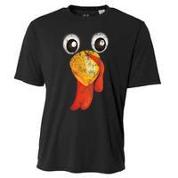 Funny Turkey Face Design Thanksgiving Turkey Gobble Cooling Performance Crew T-Shirt