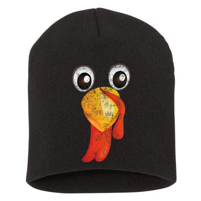 Funny Turkey Face Design Thanksgiving Turkey Gobble Short Acrylic Beanie