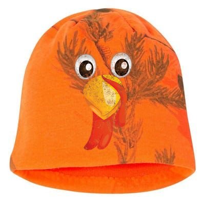 Funny Turkey Face Design Thanksgiving Turkey Gobble Kati - Camo Knit Beanie