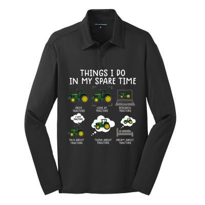 Funny Tractor Farming For Kids Farmer Silk Touch Performance Long Sleeve Polo