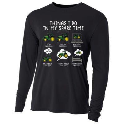 Funny Tractor Farming For Kids Farmer Cooling Performance Long Sleeve Crew