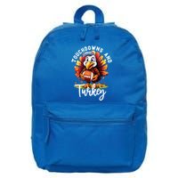 Funny Thanksgiving Football Turkey And Touchdowns Meaningful Gift 16 in Basic Backpack