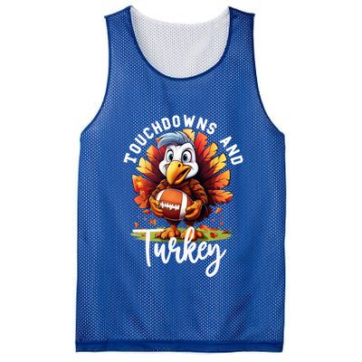 Funny Thanksgiving Football Turkey And Touchdowns Meaningful Gift Mesh Reversible Basketball Jersey Tank