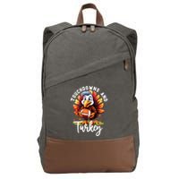 Funny Thanksgiving Football Turkey And Touchdowns Meaningful Gift Cotton Canvas Backpack