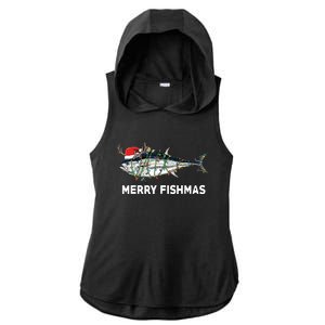 Funny Tuna Fish Christmas Santa Claus Xmas Fisherman Gift Ladies PosiCharge Tri-Blend Wicking Draft Hoodie Tank