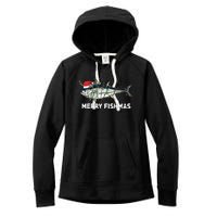 Funny Tuna Fish Christmas Santa Claus Xmas Fisherman Gift Women's Fleece Hoodie