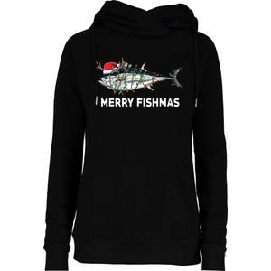 Funny Tuna Fish Christmas Santa Claus Xmas Fisherman Gift Womens Funnel Neck Pullover Hood