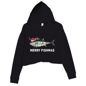 Funny Tuna Fish Christmas Santa Claus Xmas Fisherman Gift Crop Fleece Hoodie