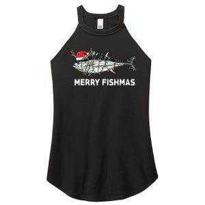 Funny Tuna Fish Christmas Santa Claus Xmas Fisherman Gift Women's Perfect Tri Rocker Tank