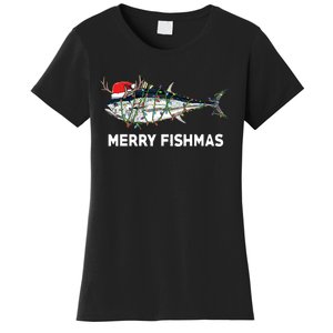 Funny Tuna Fish Christmas Santa Claus Xmas Fisherman Gift Women's T-Shirt