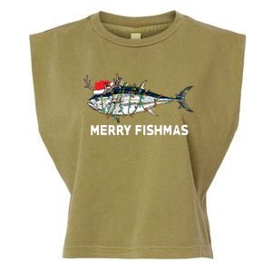 Funny Tuna Fish Christmas Santa Claus Xmas Fisherman Gift Garment-Dyed Women's Muscle Tee