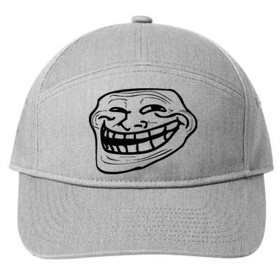 Funny Troll Face Nerd Geek 7-Panel Snapback Hat