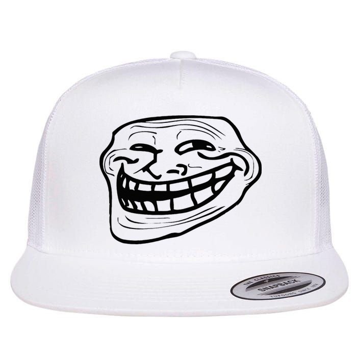 Funny Troll Face Nerd Geek Flat Bill Trucker Hat