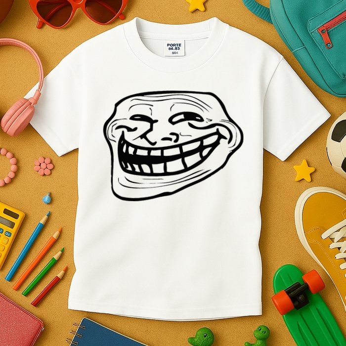 Funny Troll Face Nerd Geek Kids T-Shirt