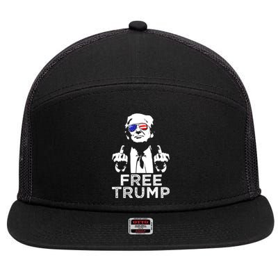 Free Trump, Free Donald Trump 2024 7 Panel Mesh Trucker Snapback Hat