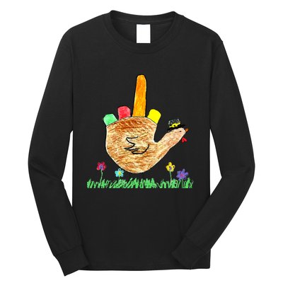 Funny Thanksgiving Friendsgiving Pilgrim Turkey Hand Drawing Long Sleeve Shirt