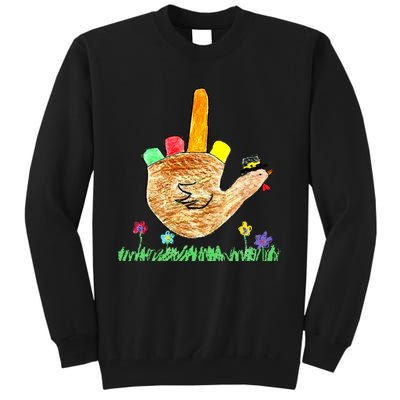 Funny Thanksgiving Friendsgiving Pilgrim Turkey Hand Drawing Tall Sweatshirt