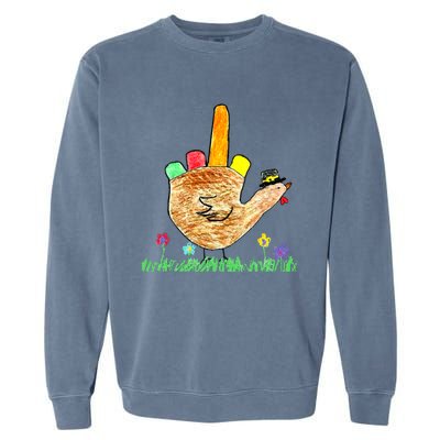 Funny Thanksgiving Friendsgiving Pilgrim Turkey Hand Drawing Garment-Dyed Sweatshirt