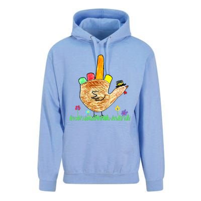 Funny Thanksgiving Friendsgiving Pilgrim Turkey Hand Drawing Unisex Surf Hoodie