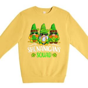 Funny Time For Shenanigans Squad St Patricks Day Gnomes Premium Crewneck Sweatshirt