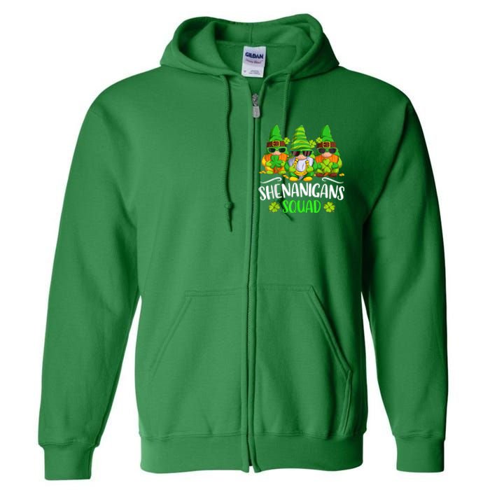 Funny Time For Shenanigans Squad St Patricks Day Gnomes Full Zip Hoodie