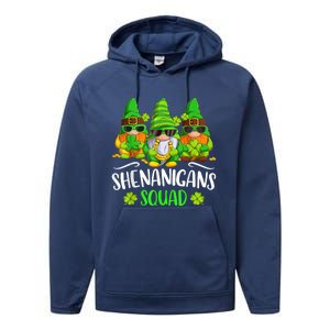 Funny Time For Shenanigans Squad St Patricks Day Gnomes Performance Fleece Hoodie