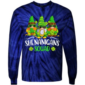 Funny Time For Shenanigans Squad St Patricks Day Gnomes Tie-Dye Long Sleeve Shirt