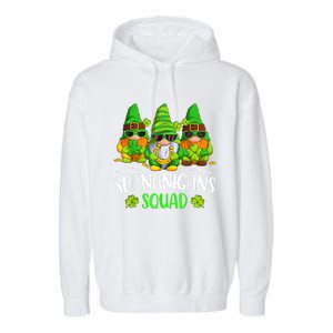 Funny Time For Shenanigans Squad St Patricks Day Gnomes Garment-Dyed Fleece Hoodie