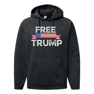 Free Trump, Free Donald Trump Republican Support Performance Fleece Hoodie