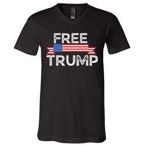 Free Trump, Free Donald Trump Republican Support V-Neck T-Shirt