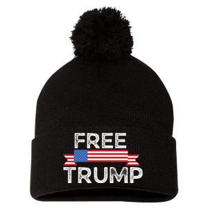 Free Trump, Free Donald Trump Republican Support Pom Pom 12in Knit Beanie