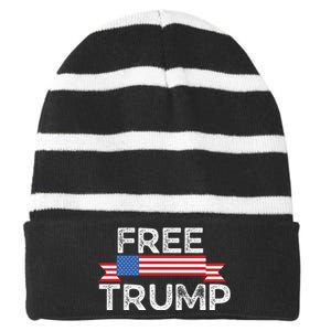 Free Trump, Free Donald Trump Republican Support Striped Beanie with Solid Band