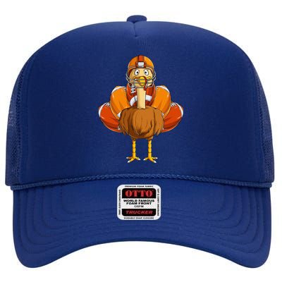 Funny Thanksgiving Football  Turkey  High Crown Mesh Back Trucker Hat